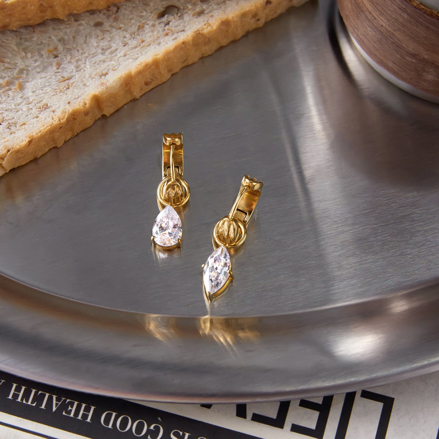 Teardrop Crystal Hoop Earrings – 18K Gold Plated