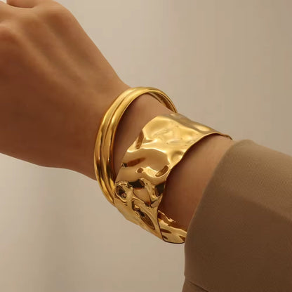 Textured 18K Gold Plated Cuff Bracelet