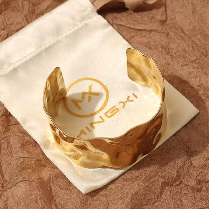Textured 18K Gold Plated Cuff Bracelet