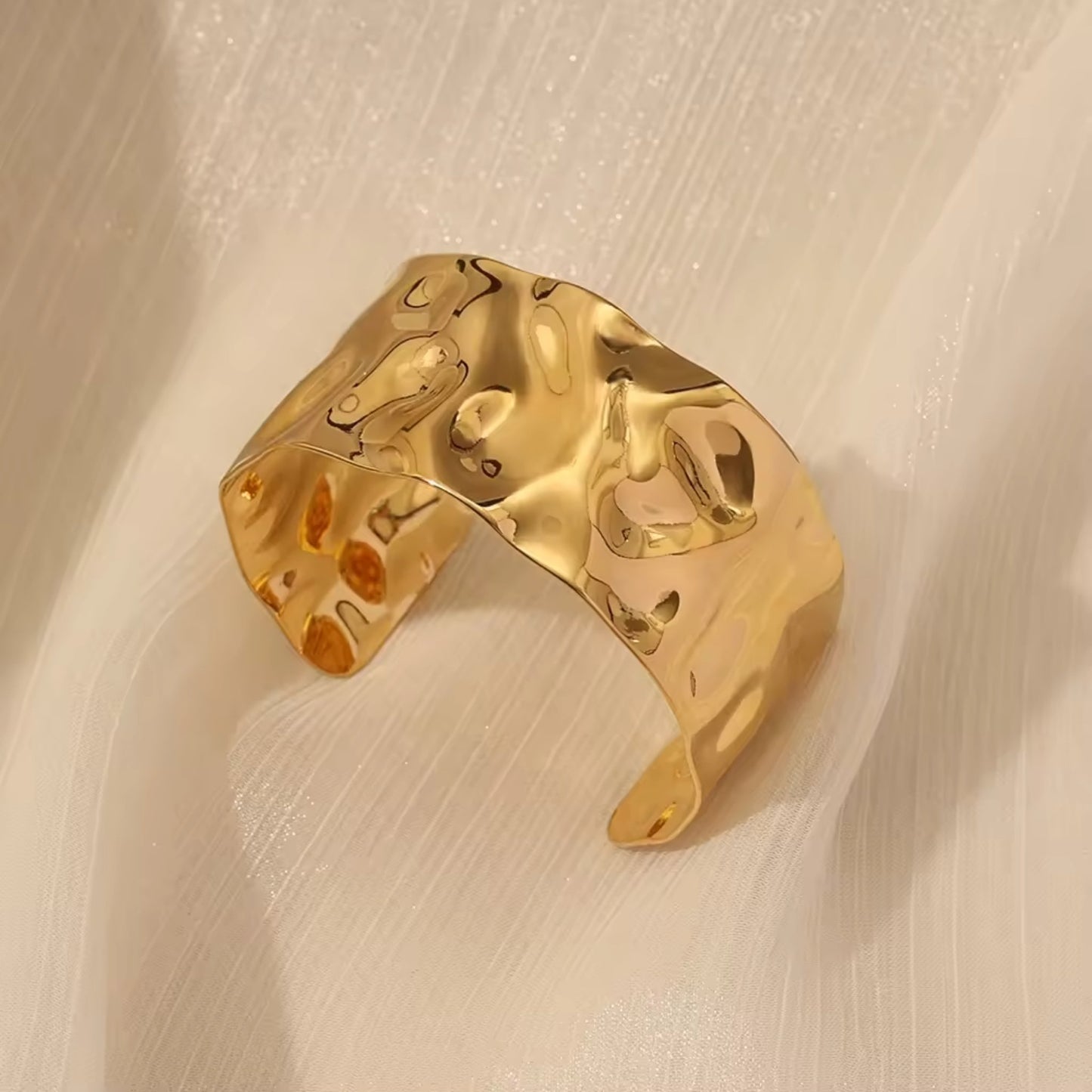Textured 18K Gold Plated Cuff Bracelet
