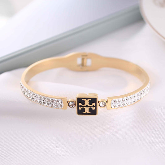 The Black Golden Grace 18K Gold Plated Cuff Bracelet