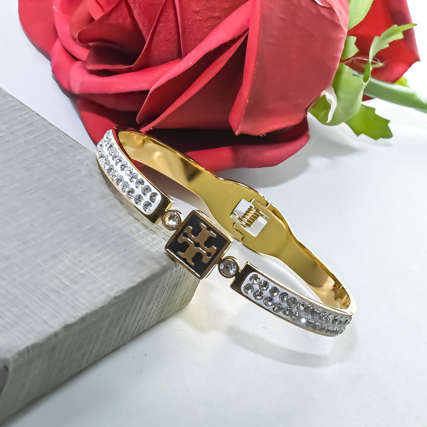 The Black Golden Grace 18K Gold Plated Cuff Bracelet