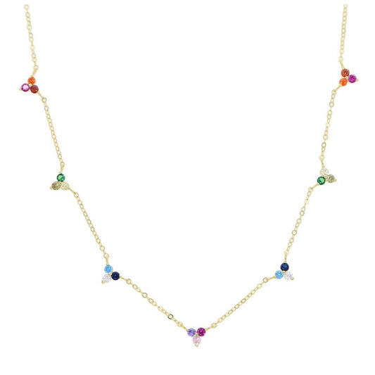 Tri-Color Bliss 18K Gold Plated Sterling Silver Necklace