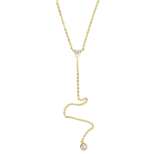 Triad Sparkle 18K Gold Plated Y-Shape Necklace