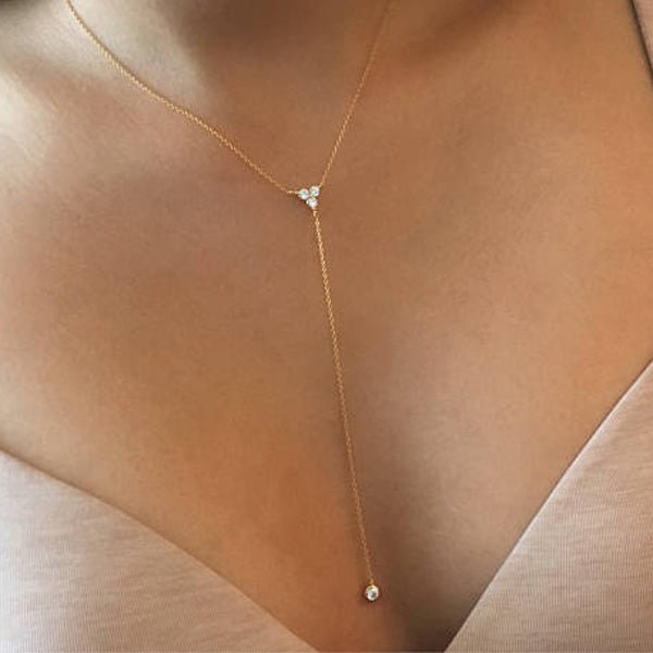 Triad Sparkle 18K Gold Plated Y-Shape Necklace