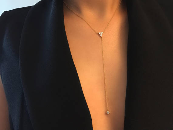 Triad Sparkle 18K Gold Plated Y-Shape Necklace