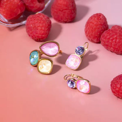 Tricolor Radiance Rhinestone 18K Gold Plated Ring