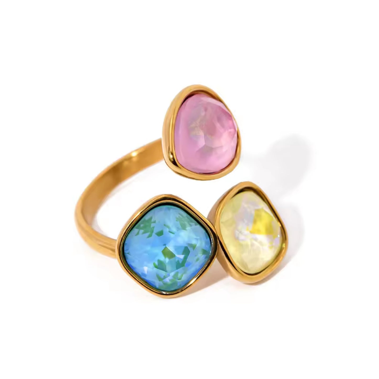 Tricolor Radiance Rhinestone 18K Gold Plated Ring