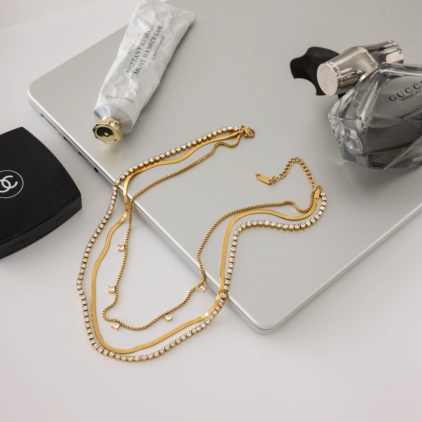 Triple Luxe Layered Gold 18K Gold Plated Necklace