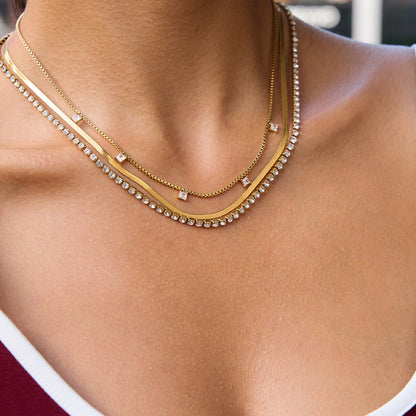 Triple Luxe Layered Gold 18K Gold Plated Necklace