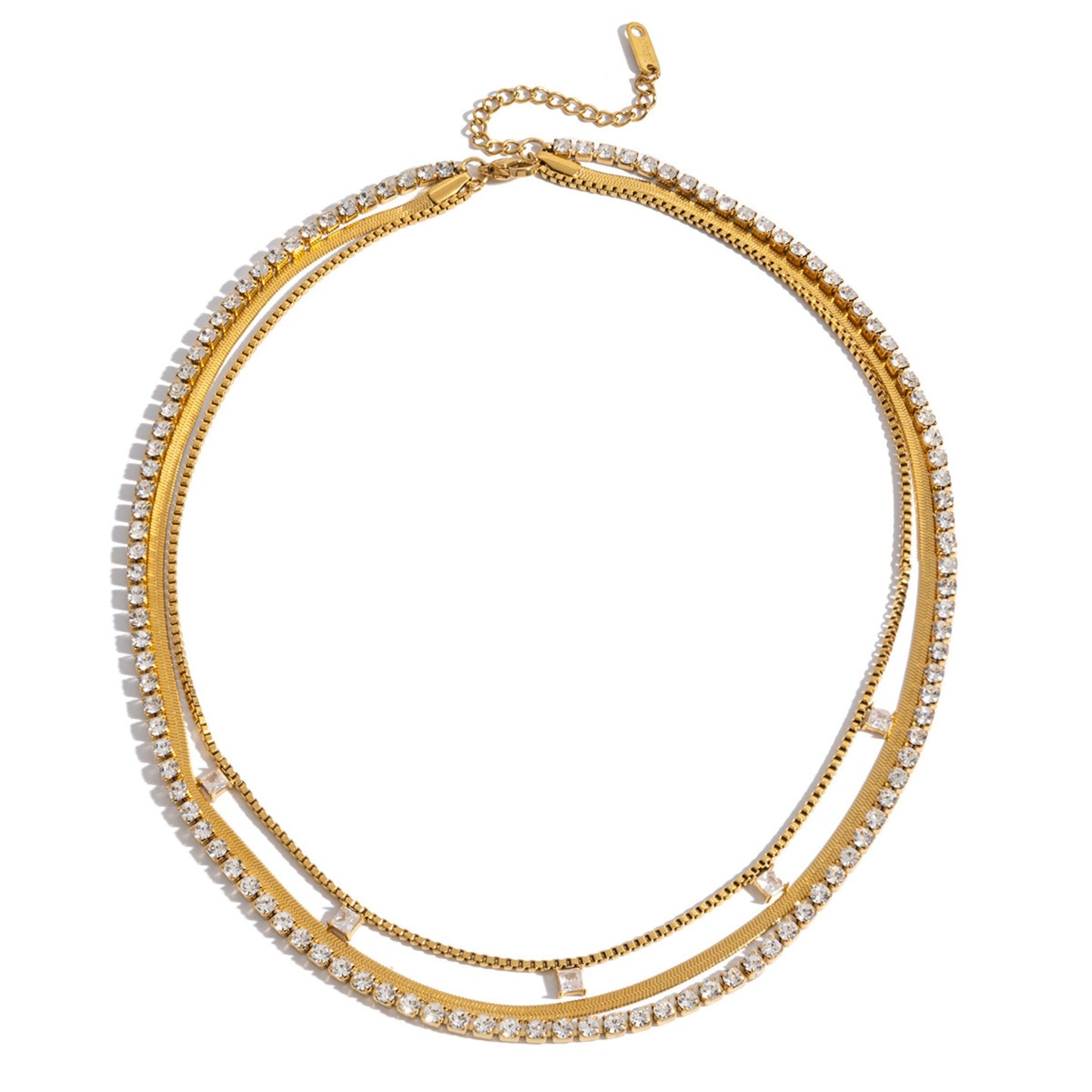 Triple Luxe Layered Gold 18K Gold Plated Necklace