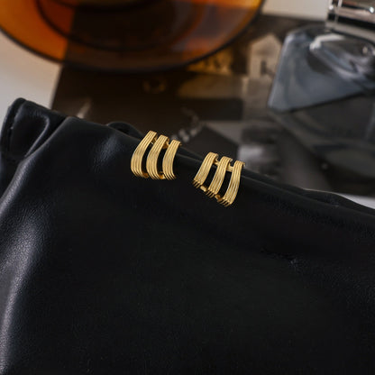 Triple Wave Hoop Earrings – 18K Gold Plated