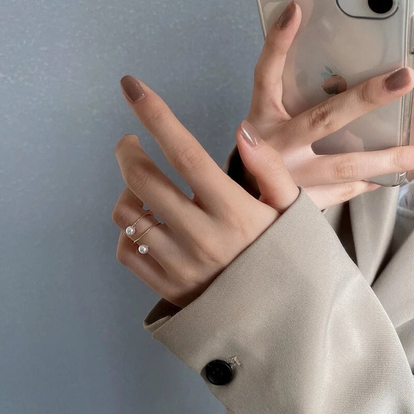 Twin Pearl Elegance Adjustable Ring