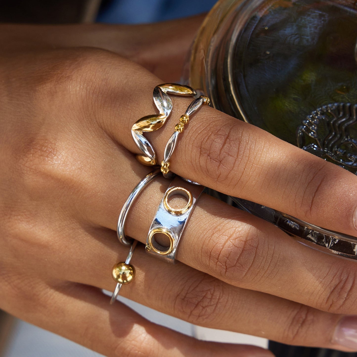 Twist Harmony Ring – Silver & Gold Stainless Steel