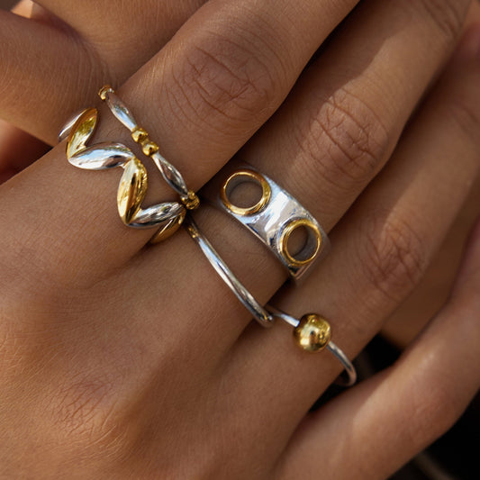 Twist Harmony Ring – Silver & Gold Stainless Steel