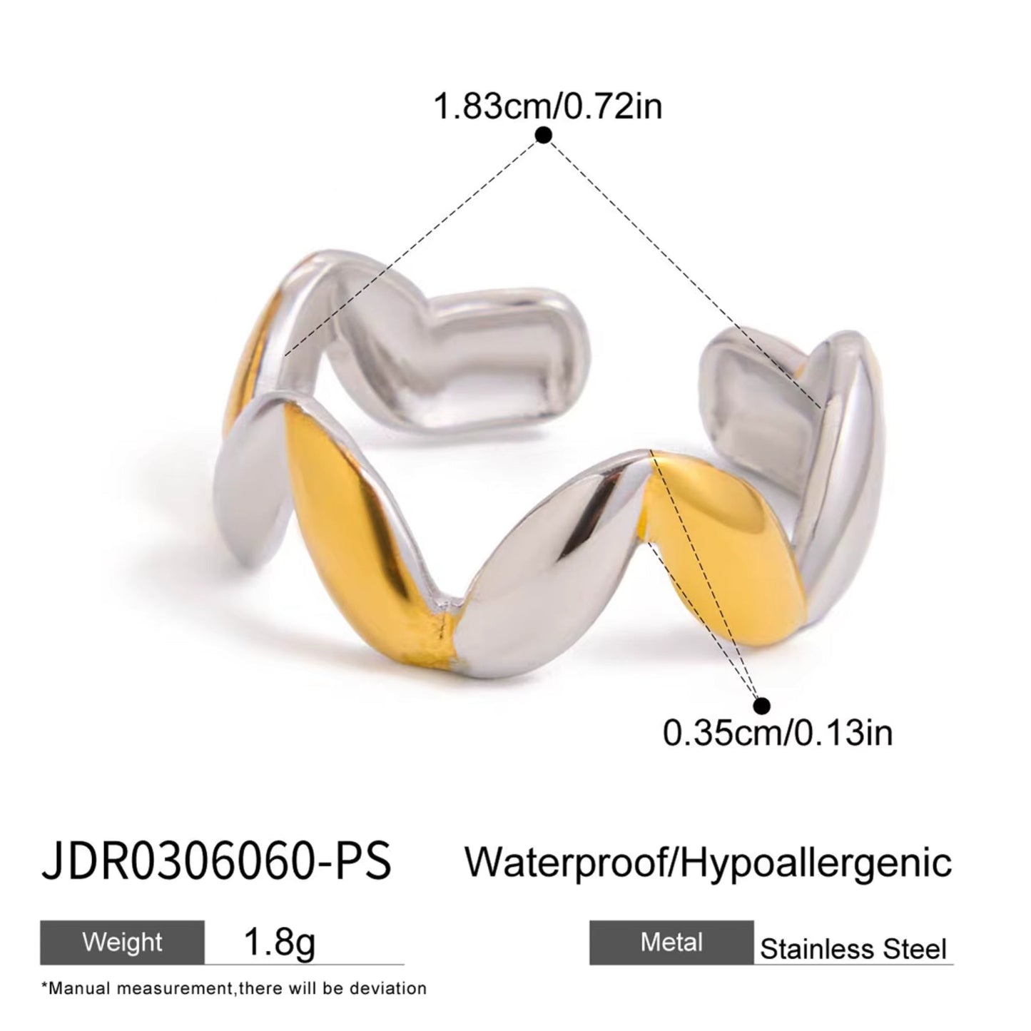 Twist Harmony Ring – Silver & Gold Stainless Steel