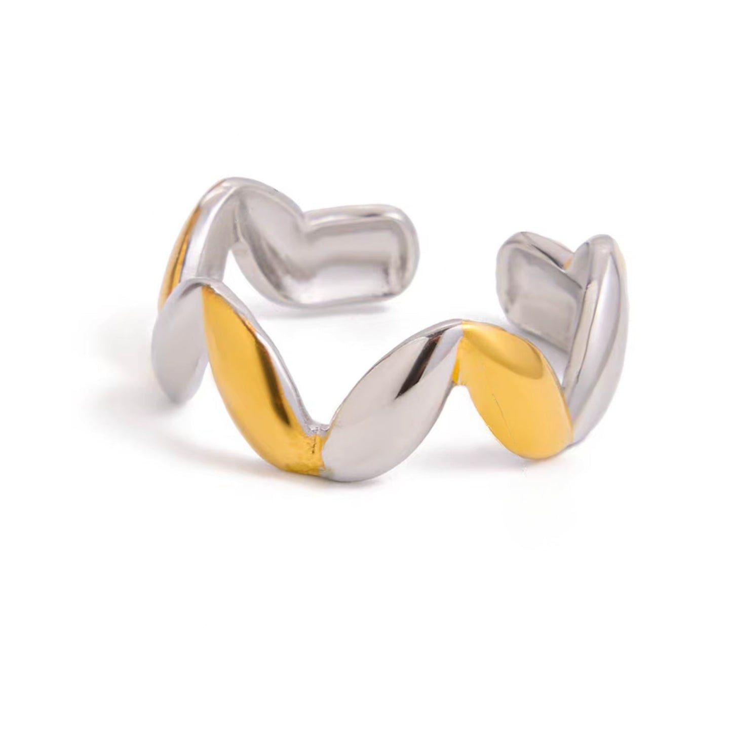 Twist Harmony Ring – Silver & Gold Stainless Steel