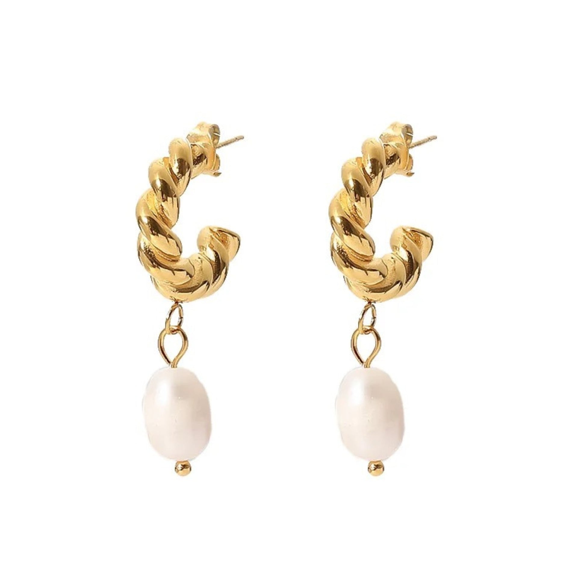 Twisted Elegance Pearl Drop Earrings