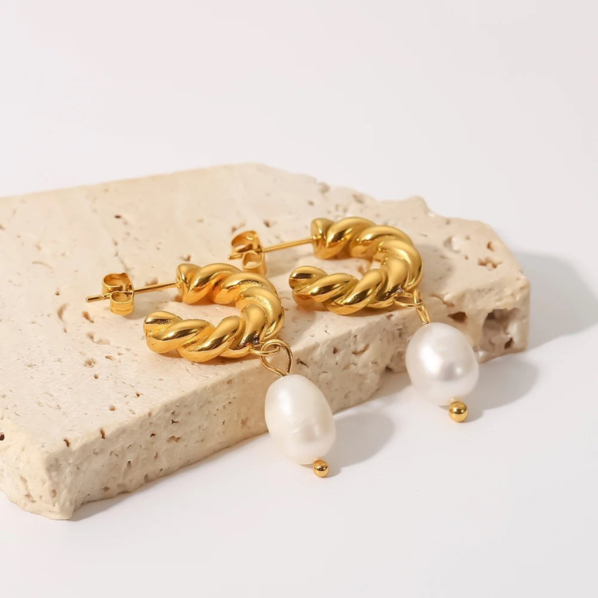 Twisted Elegance Pearl Drop Earrings