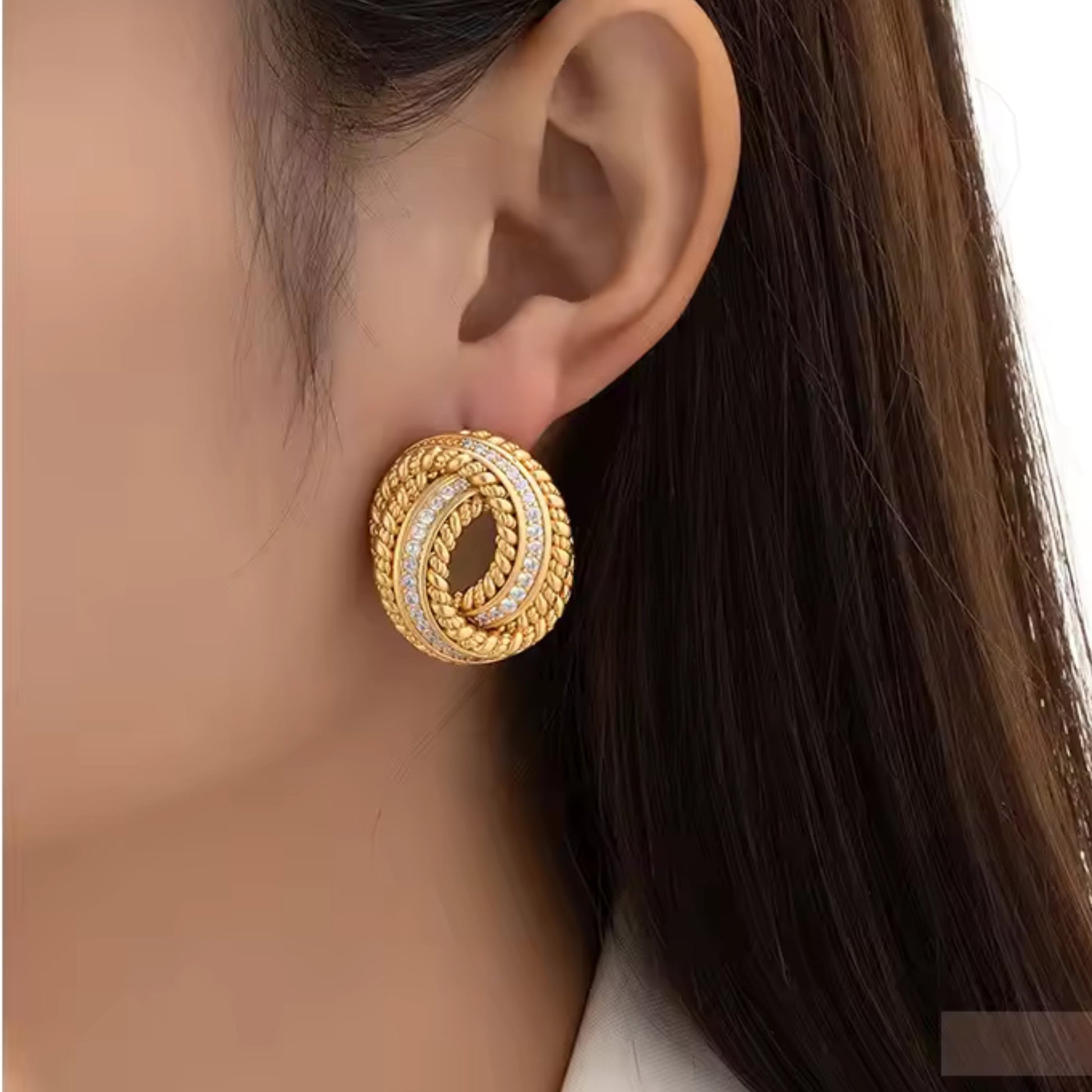 Twisted Knot 18K Gold Plated Stud Earrings