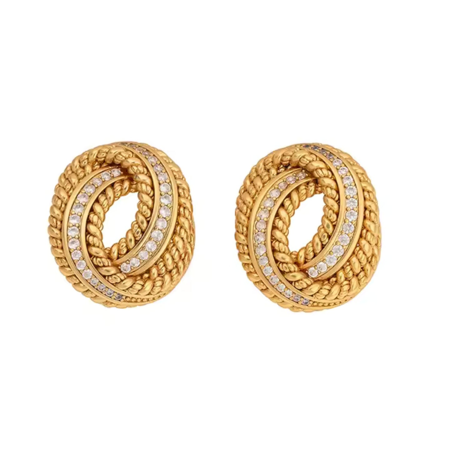 Twisted Knot 18K Gold Plated Stud Earrings