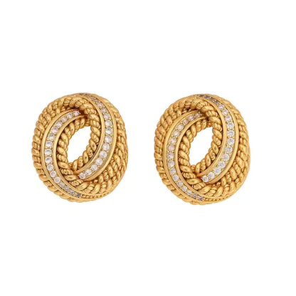 Twisted Knot 18K Gold Plated Stud Earrings