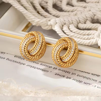 Twisted Knot 18K Gold Plated Stud Earrings