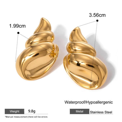 Twisted Shell Statement 18K Gold Plated Earrings