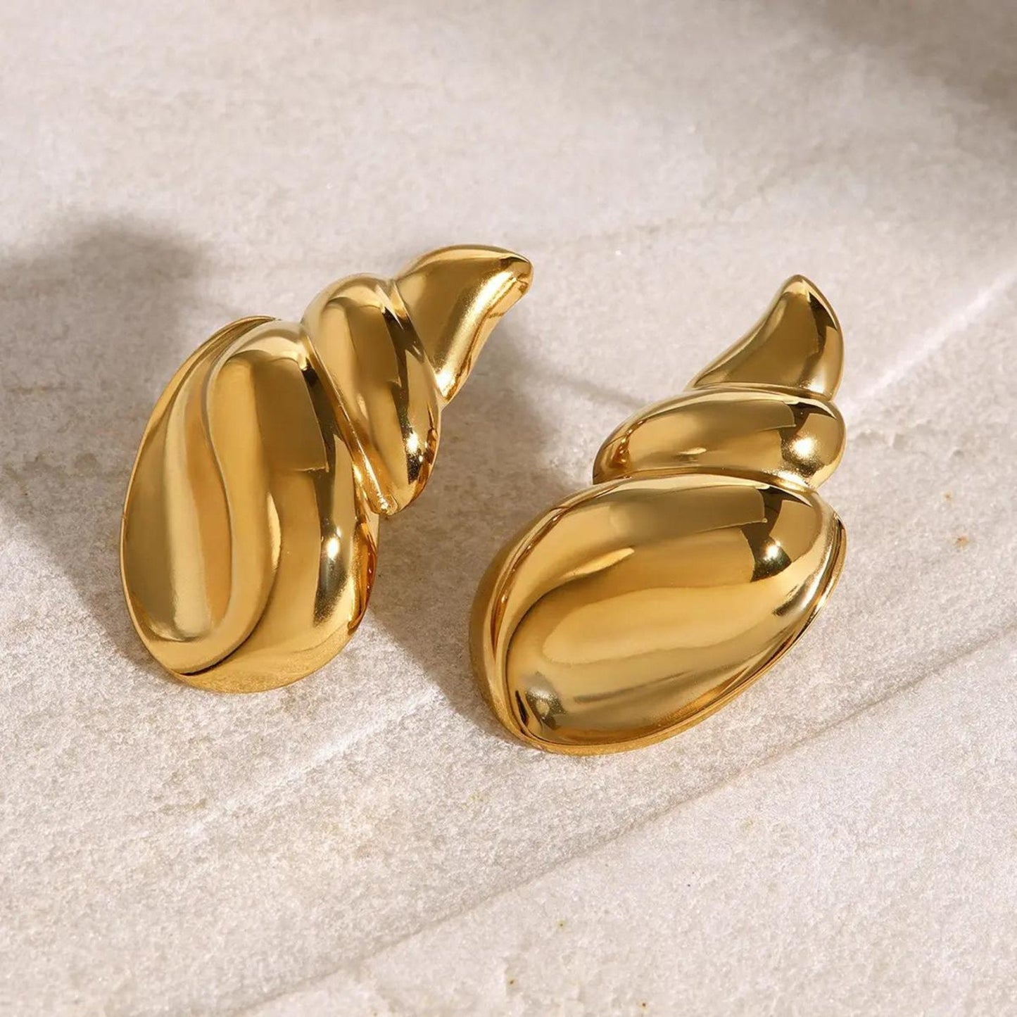 Twisted Shell Statement 18K Gold Plated Earrings