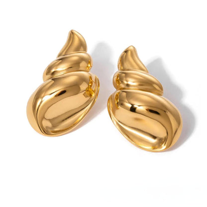 Twisted Shell Statement 18K Gold Plated Earrings