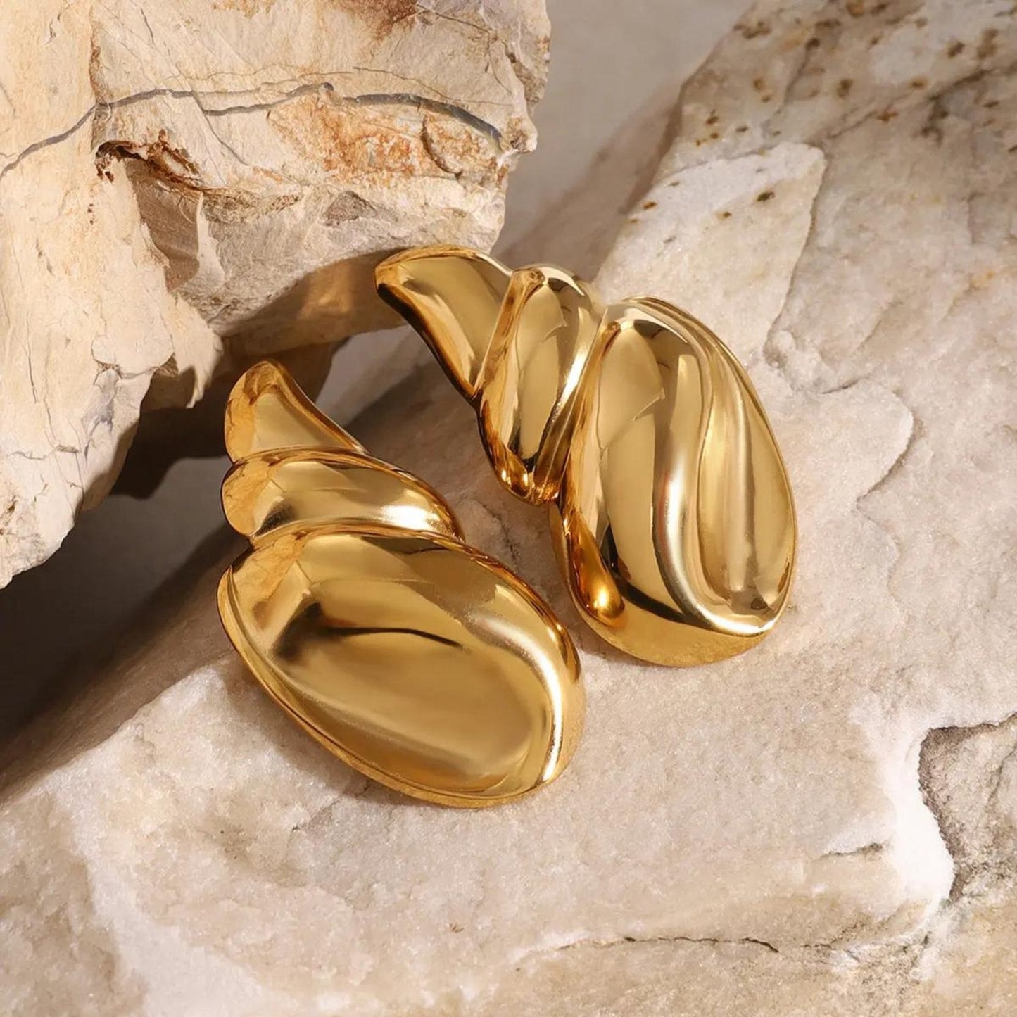 Twisted Shell Statement 18K Gold Plated Earrings
