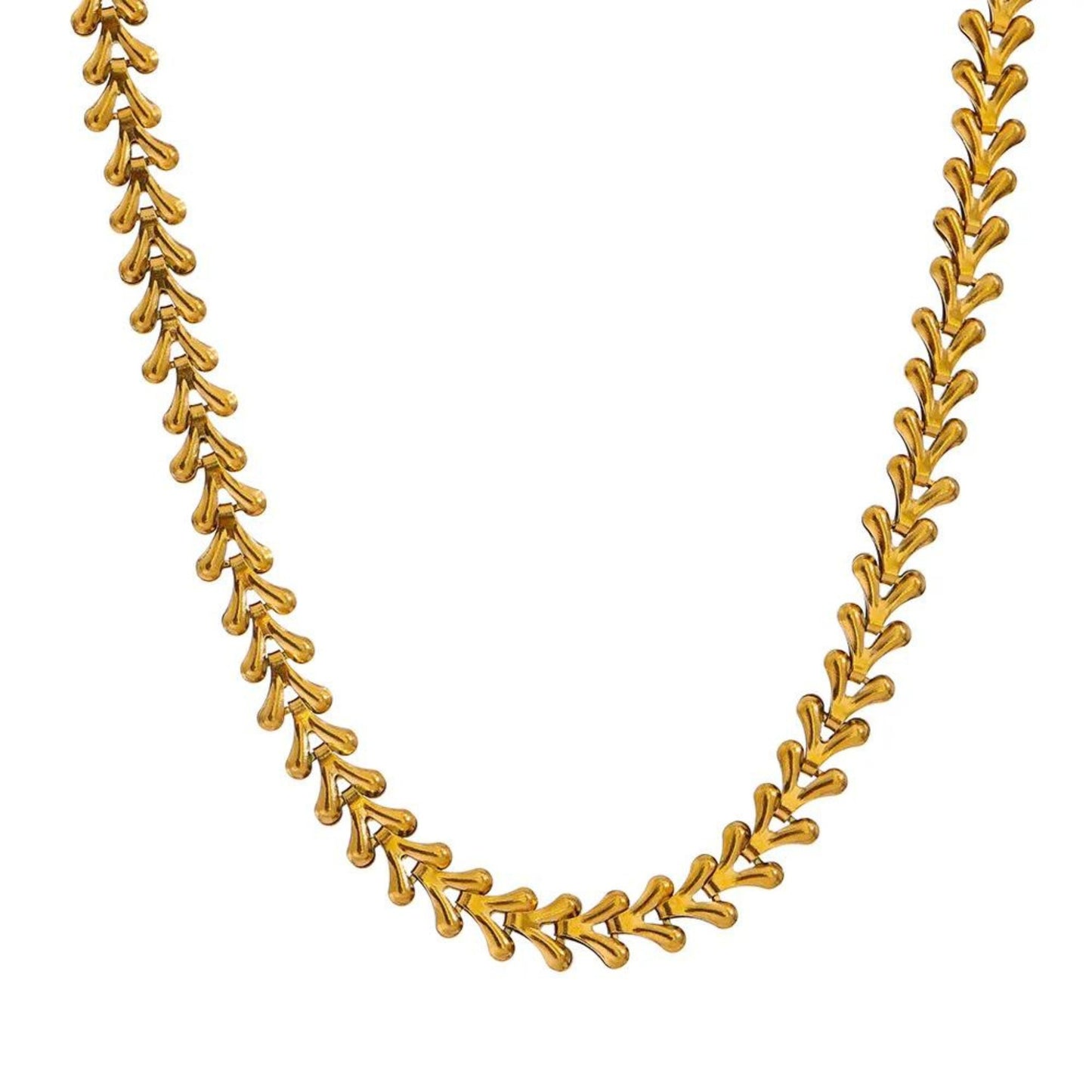 Vina Leaf Necklace and Bracelet 18K Gold Plated Set